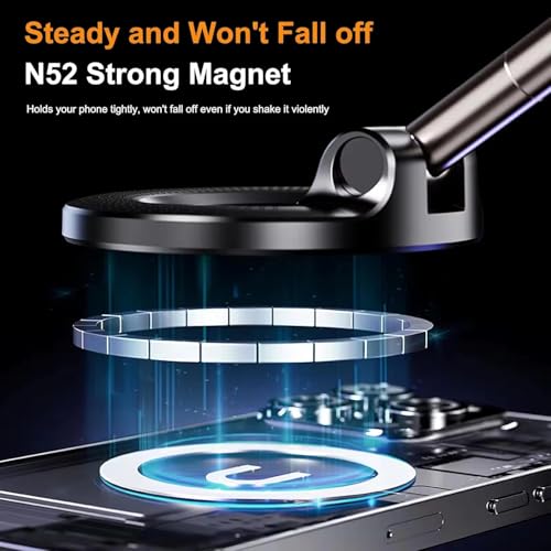 Image of Magnetic Car Phone Holder with Vacuum Suction Cup 360 Degree Rotation Mobile Mount Stand for Dashboard Windshield Mirror Gym Compatible with iPhone Android Smartphones