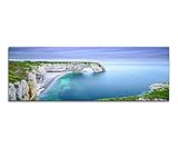 Des couleurs éclatantes Panorama Tableau XXL sur toile et châssis France Normandie Roches mer nature 180 x 70 cm