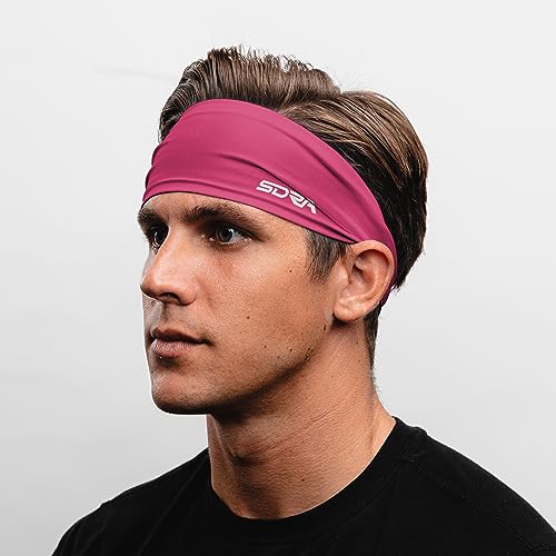 Image of Suddora Solid Color Wide Headband /Sweatband (Made in USA) - Workout, Football, Soccer, Yoga (Pink)