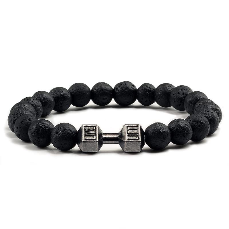 Bracelet en pierre de lave noire perles naturelles pour homme et femme