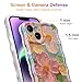 EYZUTAK Case for iPhone 15, Colorful Retro Oil Painting Printed Flower Laser Beam Glossy Pattern Cute Curly Waves Border Exquisite Phone Cover Stylish Durable TPU Protective Case for Girls Women-Green