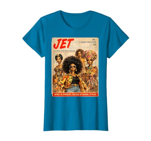 Afro Glamour – Vintage Black Women Cover Art T-Shirt, Women, Sapphire Blue, 3X-Large