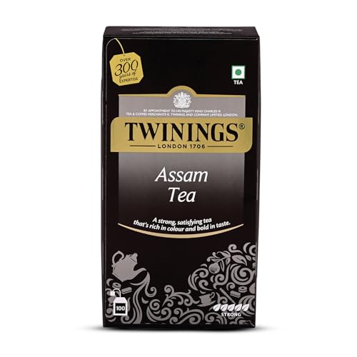 Image of Twinings Assam Tea, 100 Teabags| Pack of 1| Premium Black Tea| Strong Strength| Full-bodied, Malty and Robust Flavour| Handpicked Leaves| Enjoy a Hot Cup of Tea