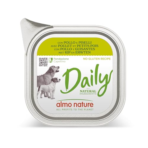 Almo Nature Daily Nassfutter für Hunde mit Huhn und Erbsen Ohne Gluten 32er Pack (32x100 g) – Ansicht 1