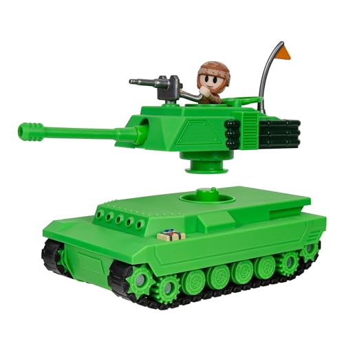 Jazwares Brookhaven Feature Tank - 19 cm Fahrzeug mit Licht, funktionierenden Laufflächen, ausfahrbarem Gewehrturm, 7 cm Figur, und exklusivem virtuellen Item Code