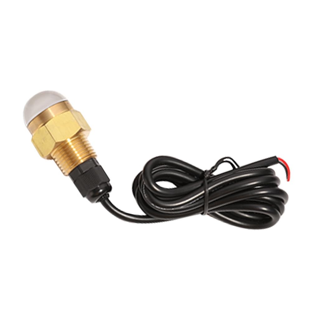 Lámpara LED subacuática para marino de 12 V, latón y vidrio, tapón de drenaje azul, accesorio de NPT de 1/2 pulgada