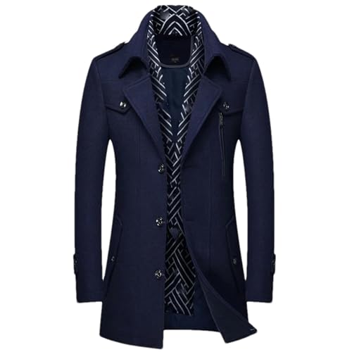 Trench en laine épaisse bleu marine XS - Manteau d'affaires haut de gamme
