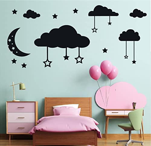 Vinilos Decorativos Nube, Luna y Estrellas para Pared miniatura 3
