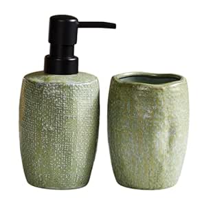 Nestasia Sage Green Ceramic Bathroom Set of 2 - Organic Textured Liquid ...