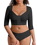 FeelinGirl Arm Shaper for Women Post Surgery Arm Lipo Compression Sleeves Front Closure Shapewear Bra Black XL