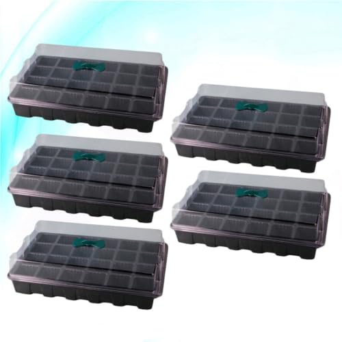 CALLARON Plant Germination Tray Set Black 5 Sets Plastic Seed Starting Kit with Detachable Nursery Pots and Lids, Starting Kit Featuring Heat Preservation and See-Through Design for - Image 9