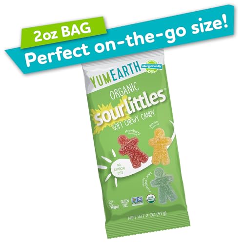 Image of YumEarth Organic Sour Littles Chewy Candy - Allergy Friendly (Top 9 Free), No Artificial Dyes or Flavors, Non GMO, Gluten Free, Vegan Candy Snacks - 2 oz.