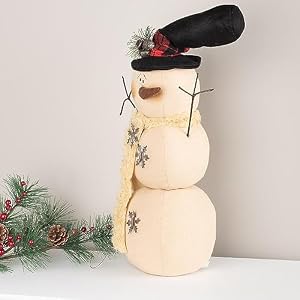 Factory Direct Craft Rustic Muslin Snowman with Top Hat and Rusty Bells Primitive Fabric Snowman for Christmas Decorations and Holiday Gifting (20-1/2 inches High) Factory Direct Craft Rustic Muslin Snowman with Top Hat and Rusty Bells Primitive Fabric Snowman for Christmas Decorations and Holiday Gifting 20 12 inches High