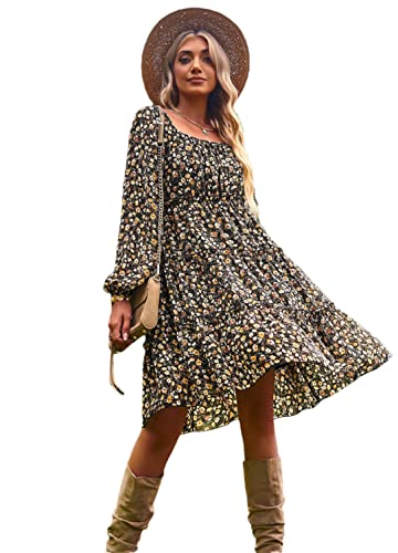 Robe mini noire fleurie confortable pour rester élégante toute la journée