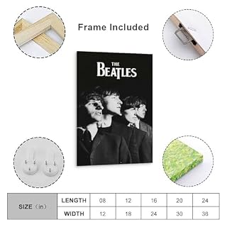 LUISAS Poster décoratif sur toile The Beatles, noir et blanc, impression d’art moderne pour chambre à coucher (20 x 30 cm) - Les Beatles, Paul McCartney, John Lennon, RIngo Starr, George Harrison LUISAS Poster décoratif sur toile The Beatles, noir et blanc, impression d'art moderne pour chambre à coucher (20 x 30 cm) – Image 4