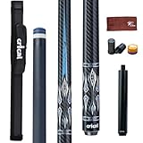 CRICAL カーボンファイバープールキュー 12.5mm ティップ 58インチ プロフェッショナル プールスティック 大人用 フルカーボンテクノロジー 低偏向 ビリヤード キュー プールキューセット (コントロールが簡単、プロテーパー、超滑らか)