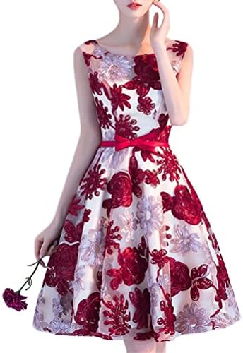 JINZUOMA Women's Evening Dress, One-Piece, Midi-Length Dress, Wedding Dress, Banquet Dress, Floral Dress, Sleeveless, Floral Pattern, Elegant, Formal, Concert, Chorus, Host, After-Party, Party