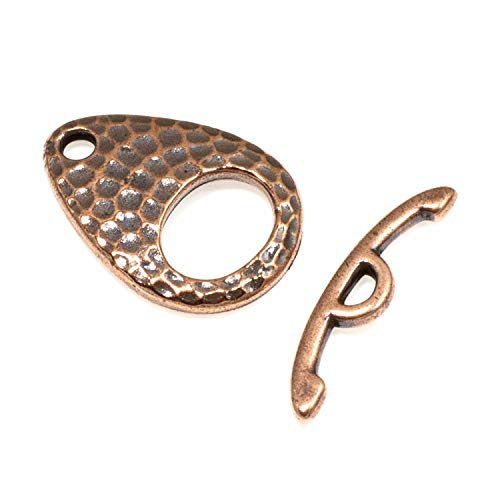 Copper Hammered Ellipse Clasp Set, Tierracast Toggle Clasps, 2 Sets #TOP14