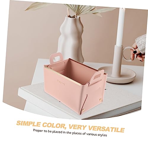 Caja organizadora plegable de cuero para escritorio miniatura 3