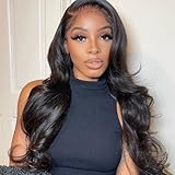 NICY Body Wave Lace Front Wigs 150% Density 13x6 HD Transparent Lace Frontal Wigs Pre Plucked with Baby Hair Human Hair Wigs for Black Women Brazilian Virgin Hair Glueless (22inch, nature black)