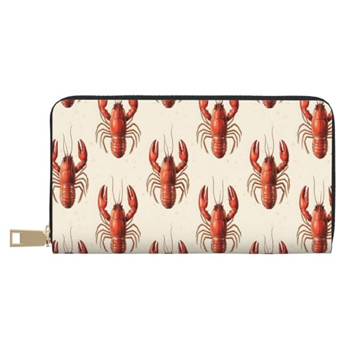 Realistic Lobster Print Wallet Women, Leather Bifold Multi Card Wallet, Long Purse Women's Wallets