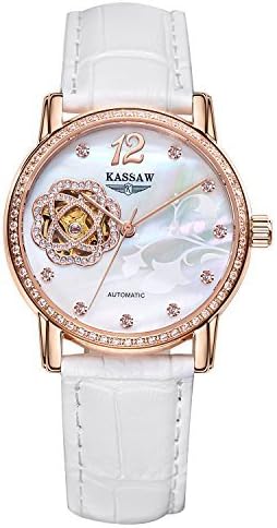 Kassaw Women's Waterproof Automatic Mechanical Wrist Watches (White)