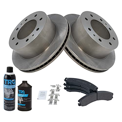 Image of TRQ Rear Brake Pad & Rotor Kit Semi-Metallic Compatible with 2011-2019 Chevrolet Silverado 2500 HD Silverado 3500 HD 2016-2019 Suburban 3500 HD GMC Sierra 2500 HD Sierra 3500 HD