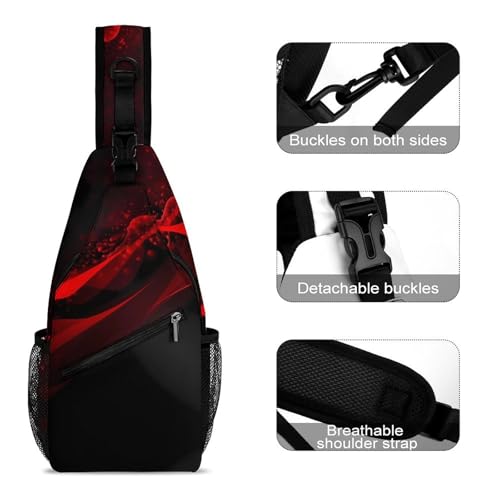 Mochila tipo bandolera negra y roja para hombre y mujer miniatura 3