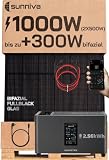 SUNNIVA® 1000W Balkonkraftwerk mit 2,56 kWh Speicher Marstek Jupiter C Plus & 800W Wechselrichter, BIFAZIAL FULLBLACK komplett Steckdose, PV Solaranlage Komplettset Solarspeicher, 2x500W N-Type Glas