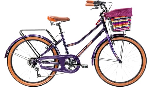Mercurio Bicicleta Urbana Comfort Regina R24 7 Velocidades Morada Ligera y Cómoda para la Ciudad