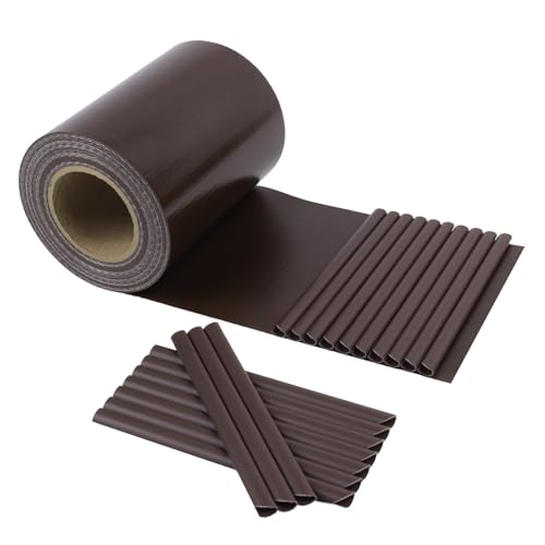 HENG FENG Malla de Ocultación para Vallas 35m x 19cm - Rollo de PVC de 450g/m² - Protección UV y Resistente a la Intemperie - Incluye 20 Clips de Montaje, Marrón