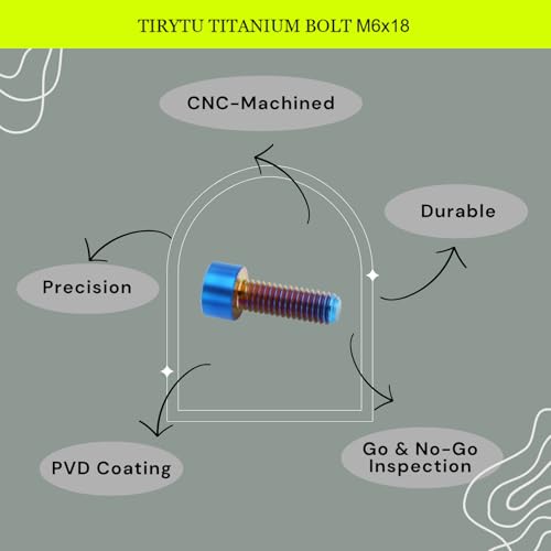 Image of M6x18 Titanium Bolts Hex Socket Cap Screw, Burnt Blue, 4PC | Lightweight Design, Ideal for Humid /Salty Environments, Socket Head Hex Key No Washer, MTB /Motorcycle Bolts