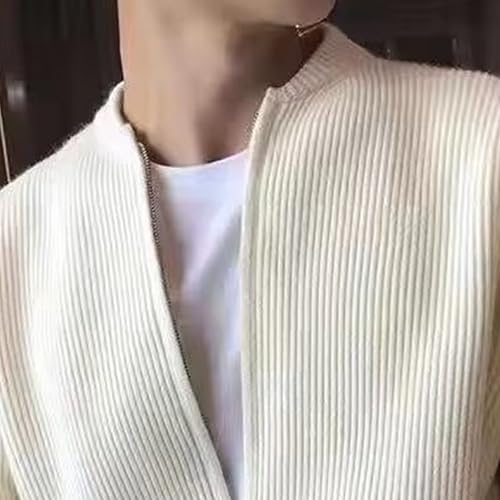 Men's Knitted Solid Cardigan Classic Sweater Full Zip Loose Fit Casual Sweater Ribbed Long Sleeve Sweaters3