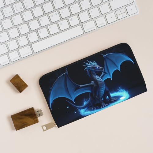 Magical Blue Dragon-E Print Wallet Women, Leather Bifold Multi Card Wallet, Long Purse Women's Wallets4