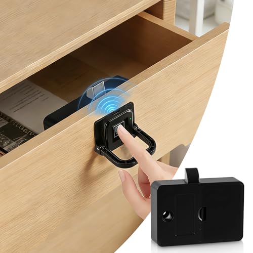 Smart Fingerprint Drawer Lock with Pull Handle Biometric Cabinet & Morse Code Emergency Entry Hidden Keyless Lock for Cabinet Drawer Wardrobe Child Safety Drilling Installation