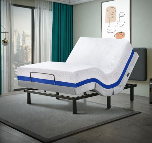 Image of Irvine Home Collection Premium Full Adjustable Bed Base with 12 Inch Gel Memory Foam Mattress