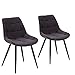 Produktbild homica 2er Set Esszimmerstuhl Polsterstuhl Vierfußstuhl mit Steppung ergonomische SitzschaleStoff Grau/Anthrazit Metalluntergestell schwarz matt