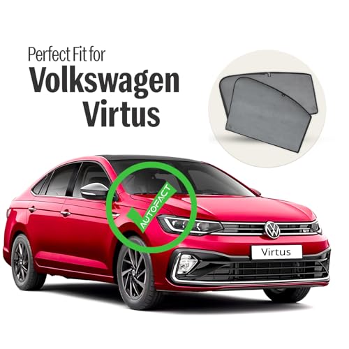 Image of Autofact Car Sunshades for Volkswagen Virtus, UV Protection, Useful Car Accessories, Custom fit Sun Shades for Side Windows, Set of 4