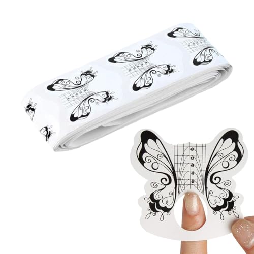 WeddHuis 100 PCS Consejos de arte Guía Pegatina Adhesivo Forma,Negro Formas de Uñas de Mariposa Moldes Guías Pegatinas,para Extensión de Uñas Acrílicas,Gel UV,Extensión de Uñas