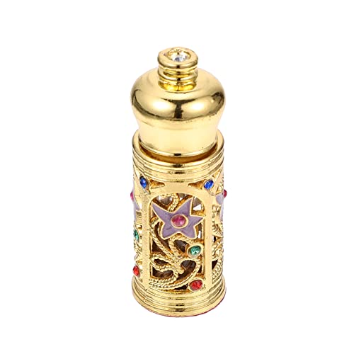 Vintage Middle Eastern Perfume Bottle Elegant Essential Oil Storage Decorative Glass and Alloy Friends and Family Stylish Empty Container