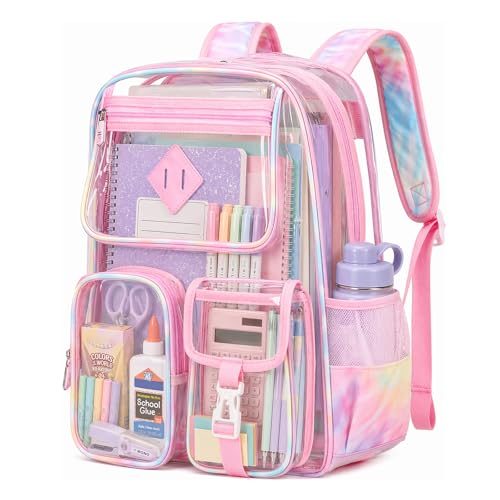 Image of PIG PIG GIRL Clear Backpack for School,Heavy Duty PVC Transparent Bookbag for Girls Stadium Approved See Through Backpack