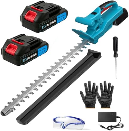 Akku‑Heckenschere für Makita‑Akkus,mit 2 x 2000mAh Akkus und Ladegerät | Ergonomischer Griff,51 cm Schnittlänge, 15 mm Zahnabstand,Leichtes Design,Heckenschneider für Sträucher und