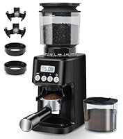 Homtone Elektrisch Kaffeemühle für Siebträger, Kaffeemühle mit 51 Mahlgrade, Coffee Grinder für Espresso/Tropfkaffee/French Press, Edelstahl-Kegelmahlwerk, Antistatik-Einsatz, 160W (Schwarz)