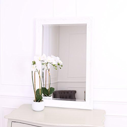 Select Mirrors Rhone Wall Mirror  French Vintage, Rococo Baroque Style, Shabby Chic Home Decor  60cm x 90cm (2x3 ft) (White Matt)