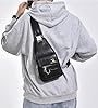 Hjkiopc Sling Bag for Men,Leather Chest Bag with Adjustable Strap,Waterproof Shoulder Bag,Casual Lightweight Bag,Crossbody bag for Hiking,Cycling,Travel,Camping (Black) #3