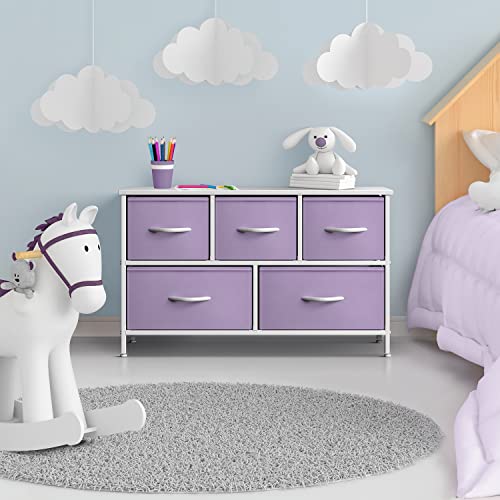 Sorbus Kids Dresser With 5 Drawers - Storage Chest Organizer Unit With Steel Frame, Wood Top, Easy Pull Fabric Bins - Long Wide Tv Stand For Bedroom Furniture, Hallway, Closet & Office Organization #TOP5