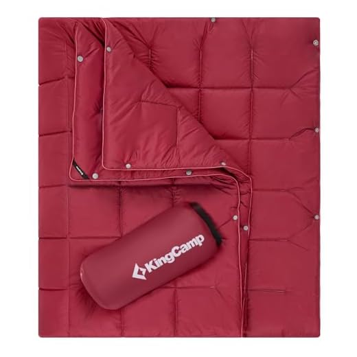 KingCamp Red Packable Lightweight Travel Down Alternative Warm Camping Blanket for Women, Girl, Compact Outdoor Waterproof Insulated Blanket for Airplane, Hiking, Backpacking, Stadium, Park