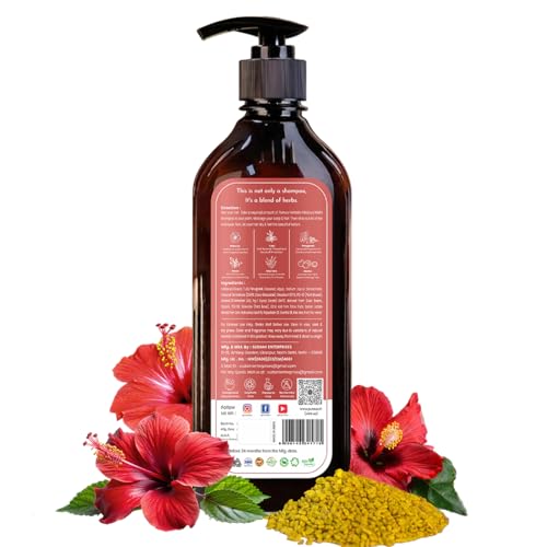 Image of Pureus Herbals Shreekesha Hibiscus Methi Herbal Shampoo Sulphate & Paraben Free for Hair Growth, Conditioning Strong Roots & Increased Volume - With Aloe Vera, Flaxseed & Tulsi - 700 ml (Pack of 2)