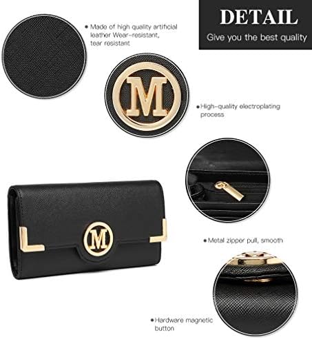 Miss Lulu Purses for Women Long Wallet Ladies Zipper Pocket Multiple Card Slots PU Leather with Metal Buckle