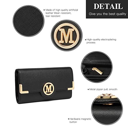 Miss Lulu Handbag for Women with Purse Set, Top Handle Bag with M Logo on The Front, PU Leather, Golden Hardware - Image 3